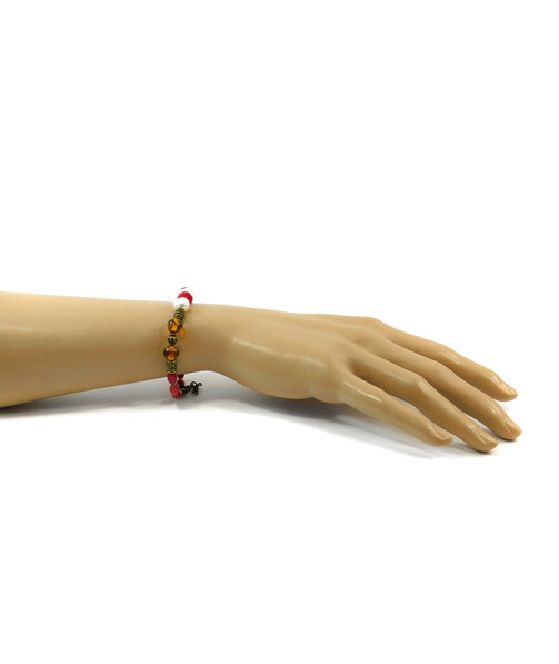 Exclusive bracelet "Remark" Pearls, amber, coral rice, rondel