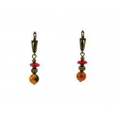 Exclusive earrings "Remark" Pearls, amber, coral rice, rondel