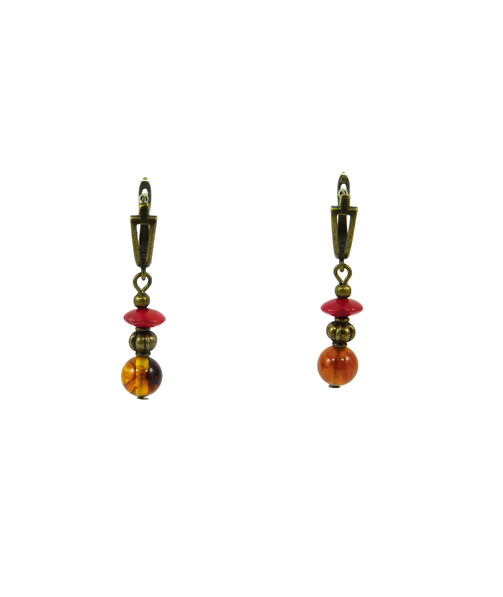 Exclusive earrings "Remark" Pearls, amber, coral rice, rondel