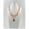 Exclusive necklace &quot;Kindness&quot; Coral orange, rondel, rice, 3 rows