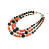 Exclusive necklace &quot;Pumpkin Brownie&quot; lava, barrel, coral puck, 3-row