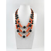 Exclusive necklace &quot;Pumpkin Brownie&quot; lava, barrel, coral puck, 3-row