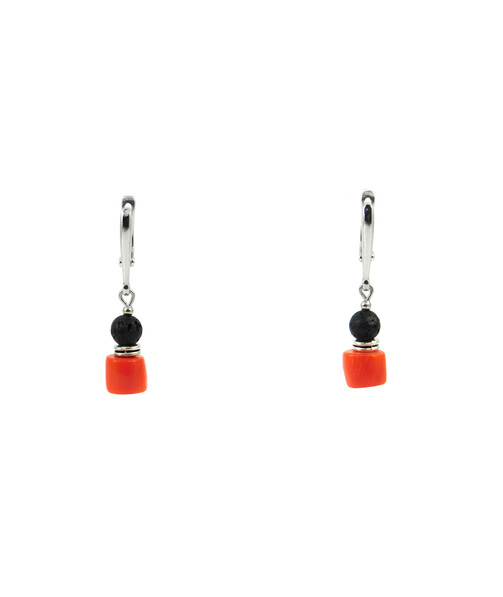 Exclusive earrings "Pumpkin brownie" Lava, Coral puck