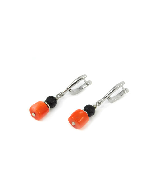 Exclusive earrings "Pumpkin brownie" Lava, Coral puck