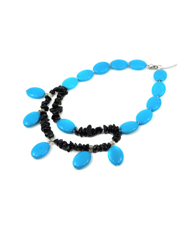 Exclusive necklace "Futurama" Turquoise oval, Agate crumb