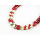 Exclusive necklace "Ingred" Mother of pearl, Coral rice, rondel, crumb, 2 rows