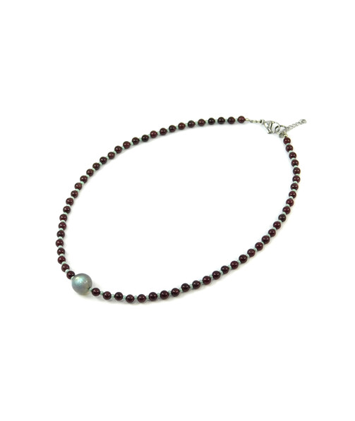 Exclusive necklace "Lake" Labrador, Garnet