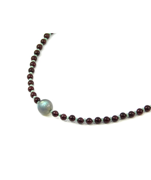 Exclusive necklace "Lake" Labrador, Garnet