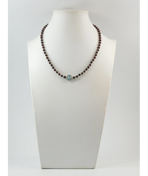 Exclusive necklace "Lake" Labrador, Garnet