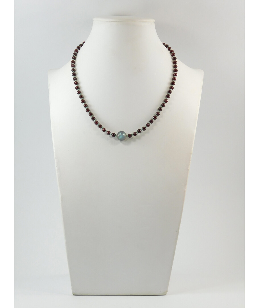 Exclusive necklace "Lake" Labrador, Garnet