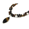 Exclusive necklace &quot;Daphne&quot; Agate, white, pendant, 2 rows