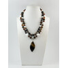 Exclusive necklace &quot;Daphne&quot; Agate, white, pendant, 2 rows