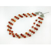 Exclusive necklace &quot;Autumn snow&quot; Carnelian plate. face, Coral rice, 3-rows