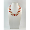 Exclusive necklace &quot;Autumn snow&quot; Carnelian plate. face, Coral rice, 3-rows