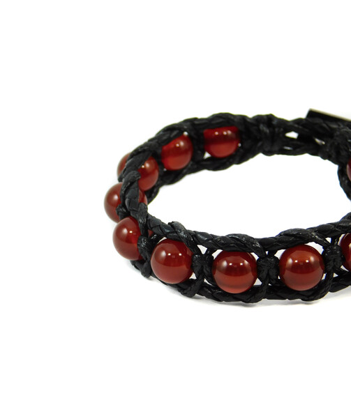 Exclusive leather bracelet "Arrest" Carnelian