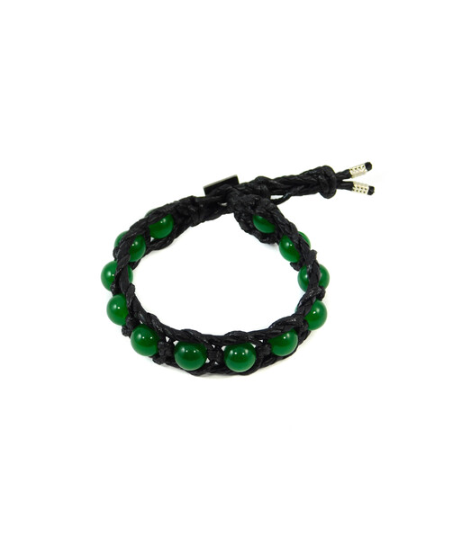 Exclusive leather bracelet "Arrest" Chrysoprase