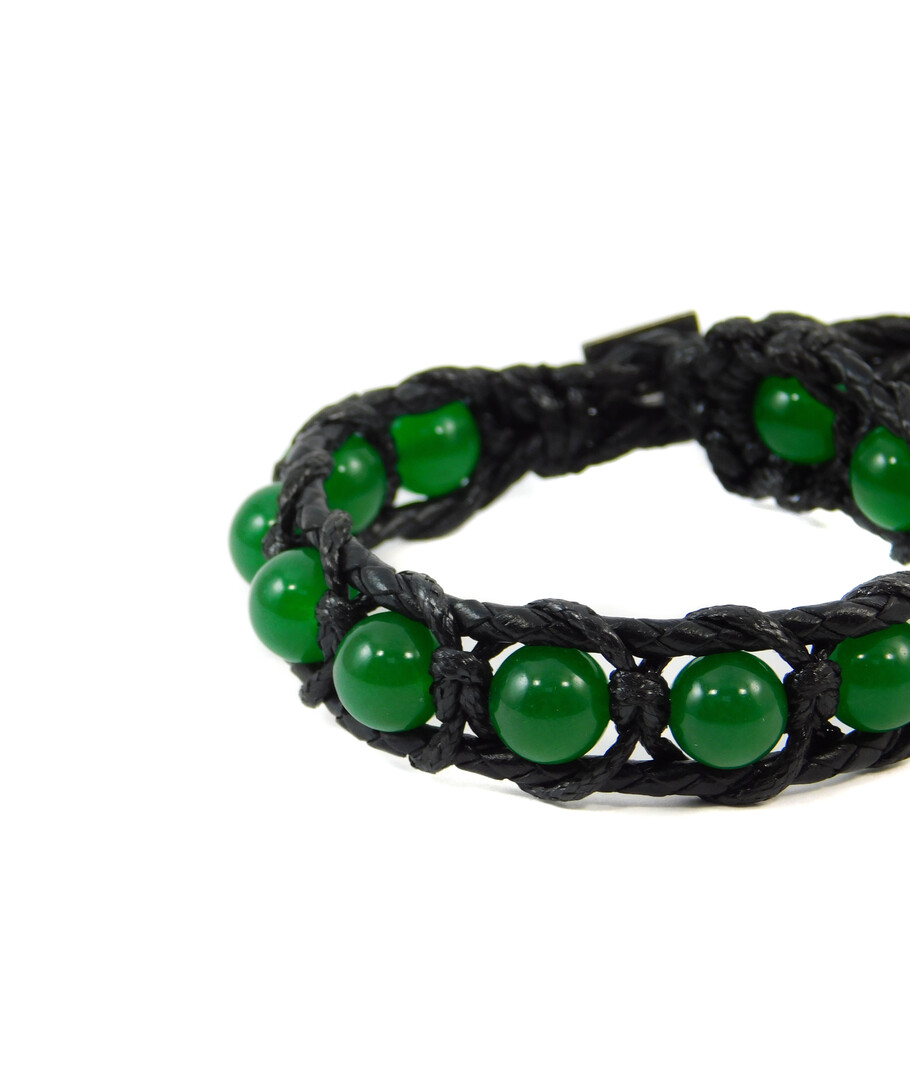 Exclusive leather bracelet "Arrest" Chrysoprase