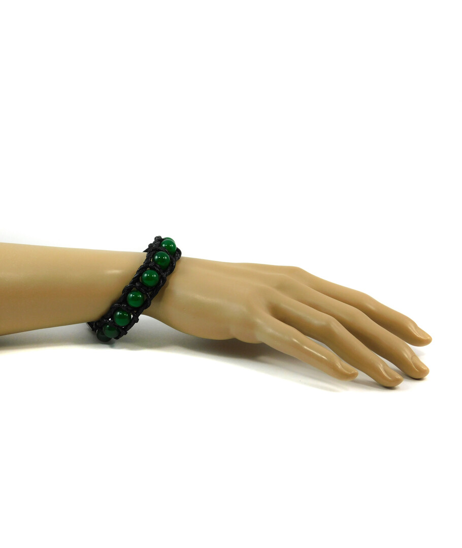 Exclusive leather bracelet "Arrest" Chrysoprase