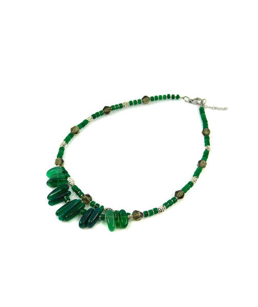 Exclusive necklace "Orkhan" Topaz facet, chrysoprase rondel, needles