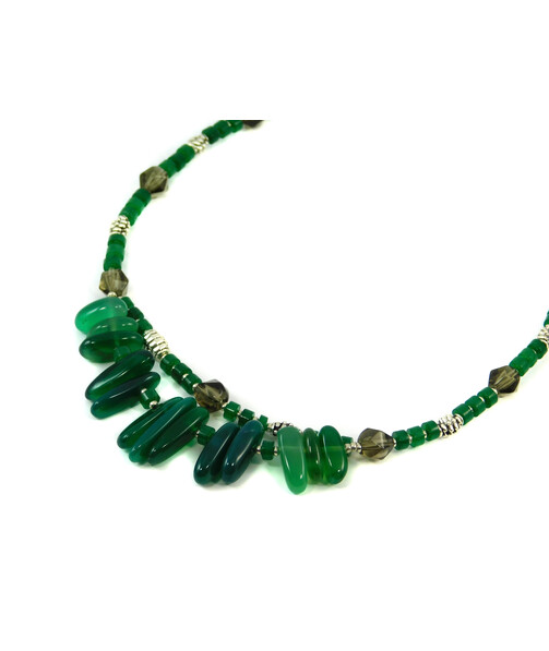 Exclusive necklace "Orkhan" Topaz facet, chrysoprase rondel, needles