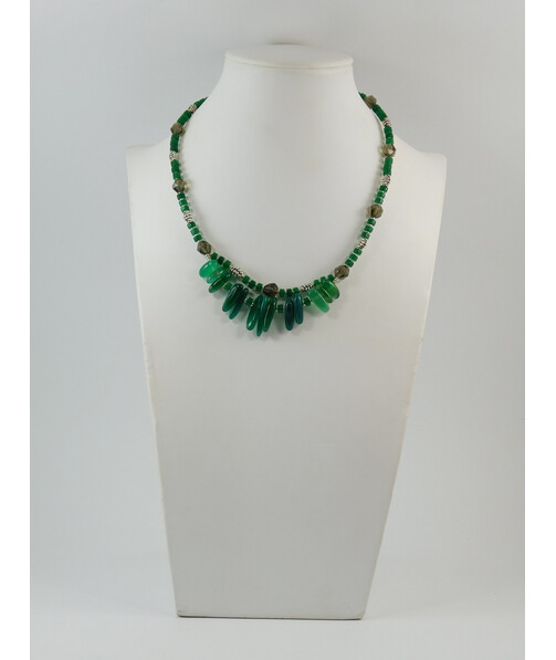 Exclusive necklace "Orkhan" Topaz facet, chrysoprase rondel, needles