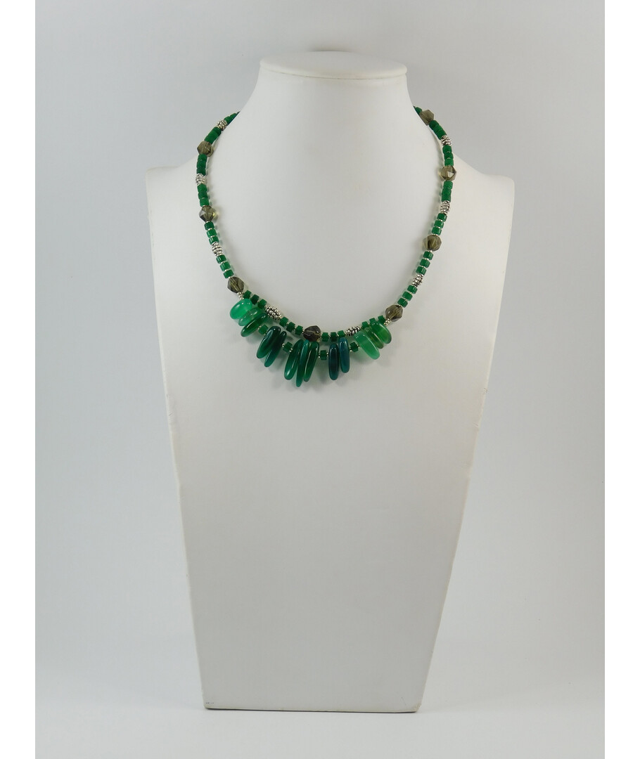 Exclusive necklace "Orkhan" Topaz facet, chrysoprase rondel, needles