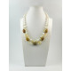 Exclusive necklace "Darya" Barrel coral, White agate, Mother of pearl crumb, 2 rows