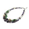 Exclusive necklace &quot;Crystal&quot; Amethyst barrel, Rock crystal, drop, tail, Lepidolite