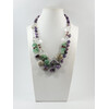 Exclusive necklace &quot;Crystal&quot; Amethyst barrel, Rock crystal, drop, tail, Lepidolite