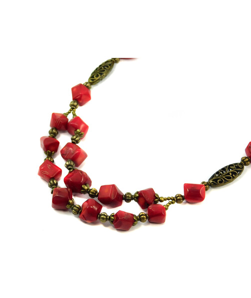 Exclusive necklace "Tira" Coral on a corner