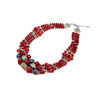 Exclusive necklace &quot;Slavia&quot; Coral on a corner, rondel, Amethyst barrel, 3 rows