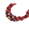 Exclusive necklace &quot;Slavia&quot; Coral on a corner, rondel, Amethyst barrel, 3 rows