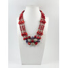 Exclusive necklace &quot;Slavia&quot; Coral on a corner, rondel, Amethyst barrel, 3 rows