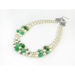 Exclusive necklace "Mariner" Chrysoprase in rock, Pearls, fig