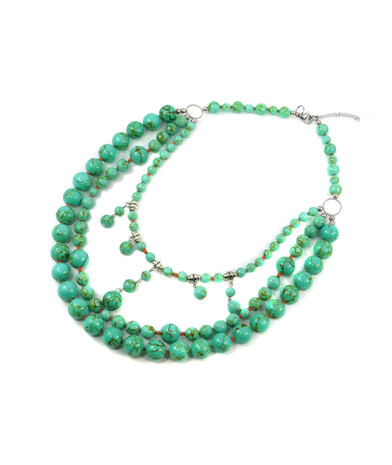 Exclusive necklace "Overflow" Turquoise, 3 rows