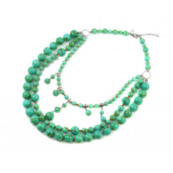 Exclusive necklace "Overflow" Turquoise, 3 rows