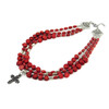 Exclusive necklace &quot;Macovey&quot; Coral tablet, rice, 3-rows