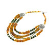 Exclusive necklace &quot;October&quot; Natural jade, crumb amber, 5-row