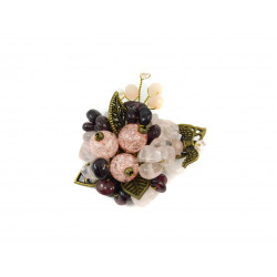 Exclusive brooch "Cherry Waltz" Sugar quartz, Garnet, pink crumb