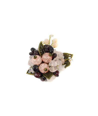 Exclusive brooch "Cherry Waltz" Sugar quartz, Garnet, pink crumb