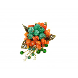 Exclusive brooch "Autumn melody" Sugar quartz, Coral crumb