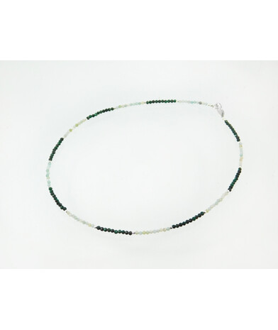 Exclusive necklace "Jakart" Malachite, Amazonite facet, silver