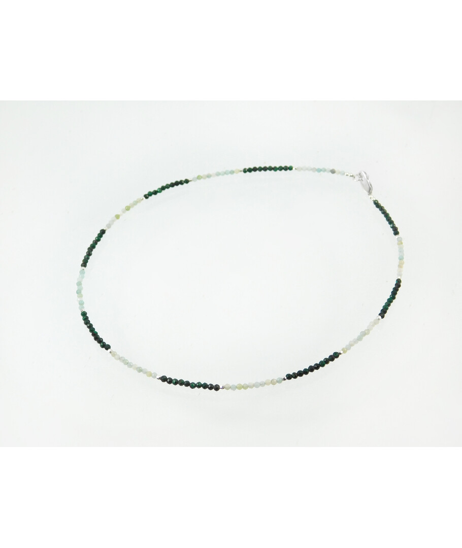 Exclusive necklace "Jakart" Malachite, Amazonite facet, silver