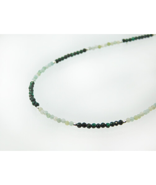 Exclusive necklace "Jakart" Malachite, Amazonite facet, silver