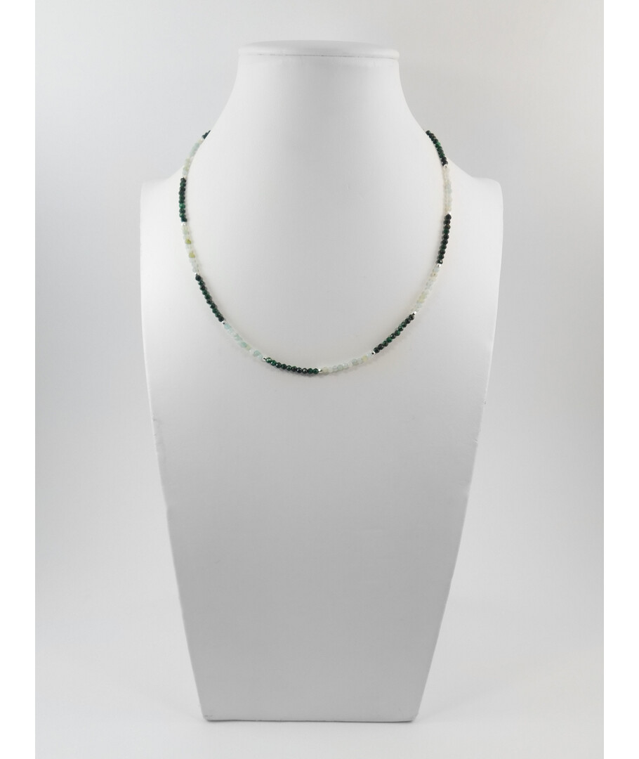 Exclusive necklace "Jakart" Malachite, Amazonite facet, silver