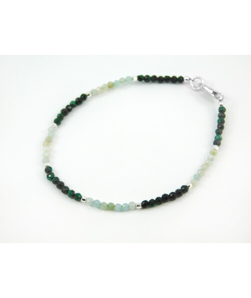 Exclusive bracelet "Jakart" Malachite, Amazonite facet, silver