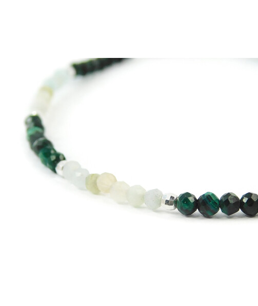 Exclusive bracelet "Jakart" Malachite, Amazonite facet, silver