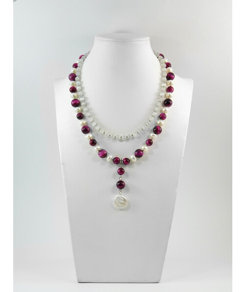 Exclusive necklace "Aystra" Cat's eye, rondel pearls, baroque