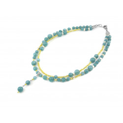 Exclusive necklace "Dreaminess" Aquamarine, Zircon, 2-row