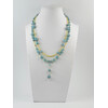 Exclusive necklace &quot;Dreaminess&quot; Aquamarine, Zircon, 2-row